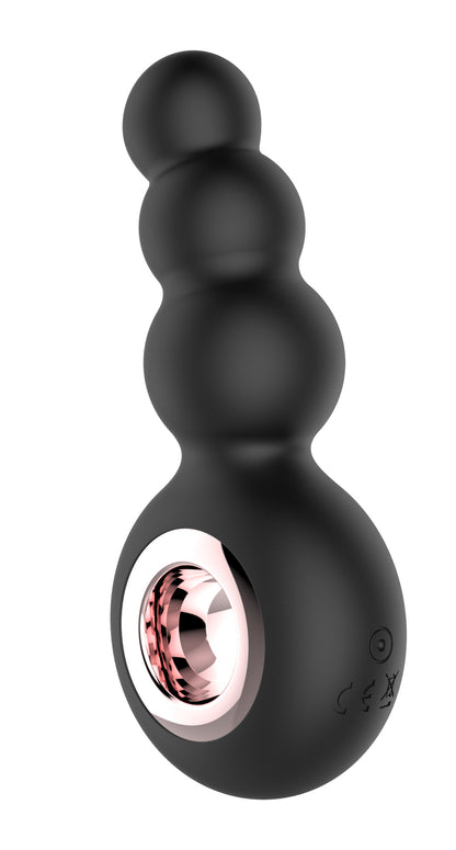 Vibrador de cuentas con anillo anal con carcaj fluido de género - Negro