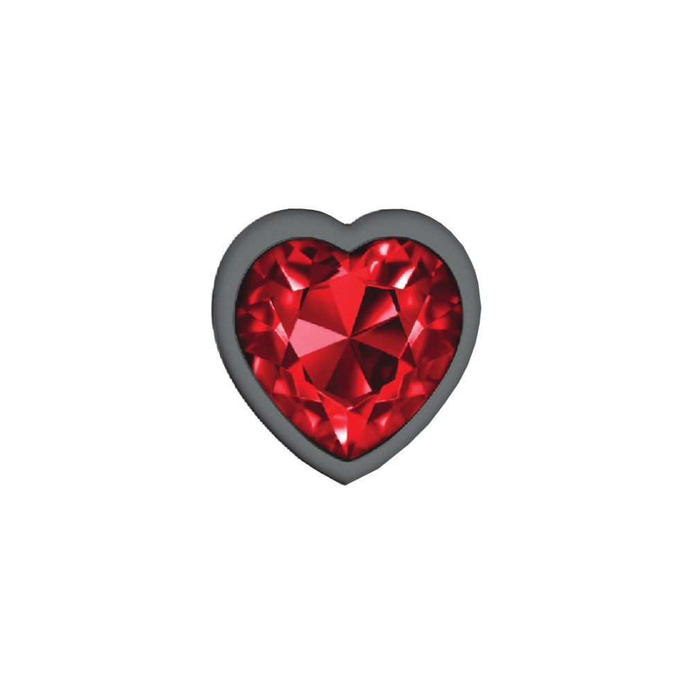 Cheeky Charms-Gunmetal Metal Butt Plug- Heart-Dark Red