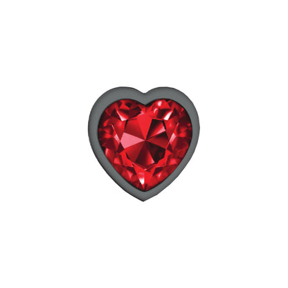 Cheeky Charms-Plug Anal de Metal Gunmetal- Corazón-Rojo Oscuro