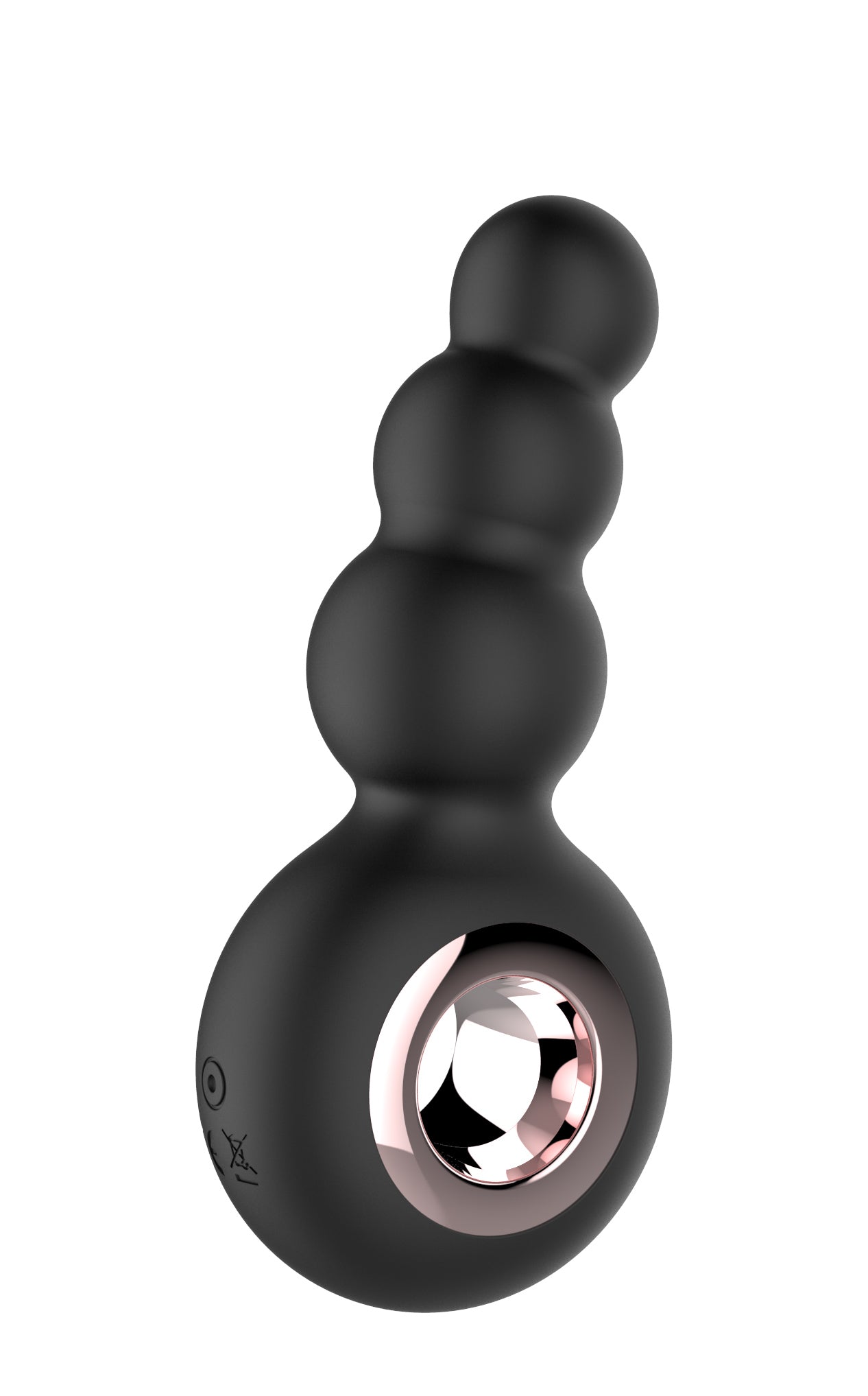 Vibrador de cuentas con anillo anal con carcaj fluido de género - Negro