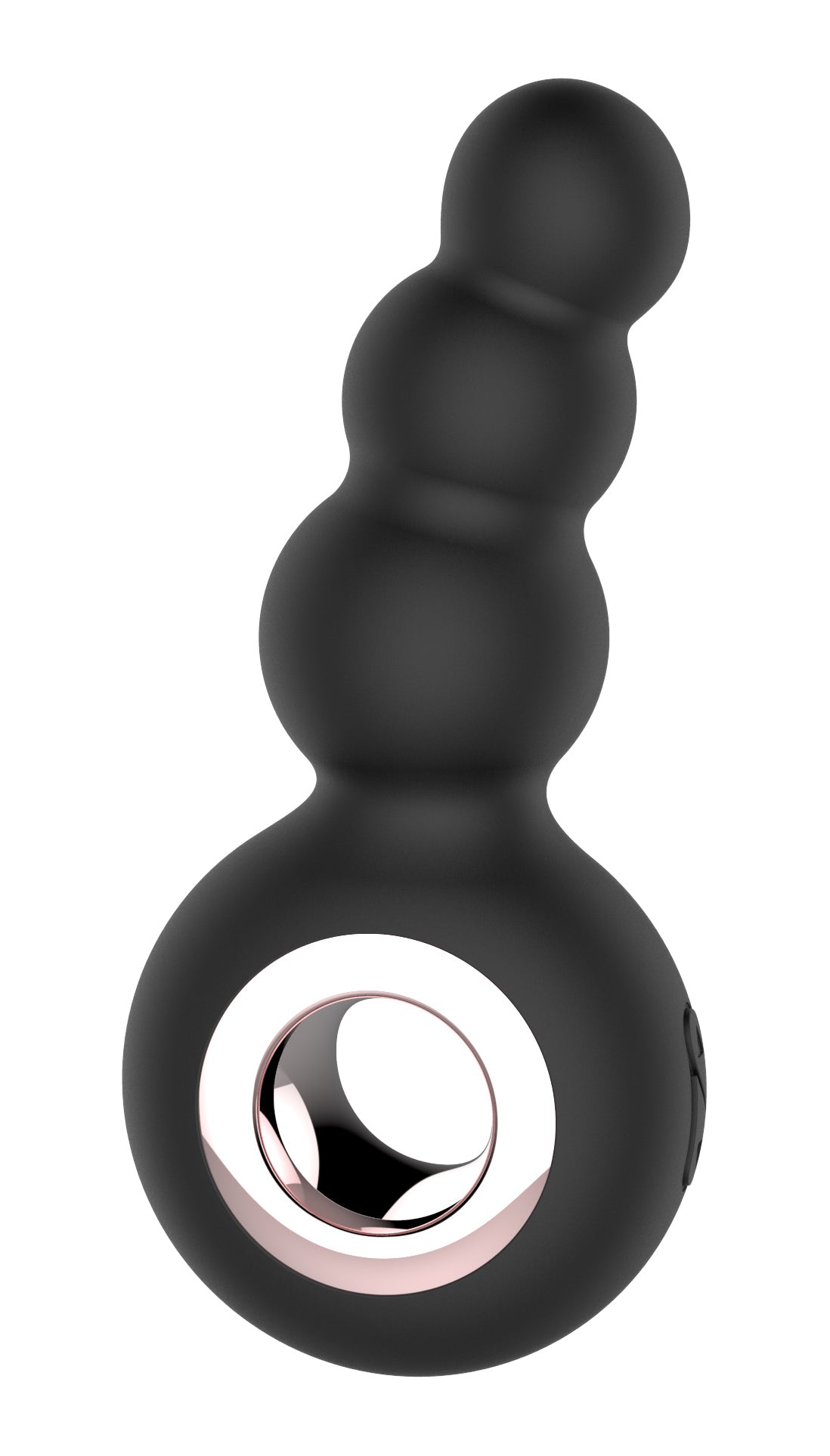 Vibrador de cuentas con anillo anal con carcaj fluido de género - Negro