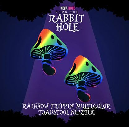 Rainbow Trippin' Psychedelic Toadstool Pastas para cubrir pezones