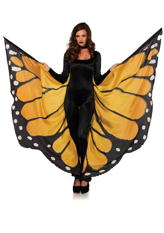 Festival Butterfly Wing Halter Cape - Orange/ - One Size - Black