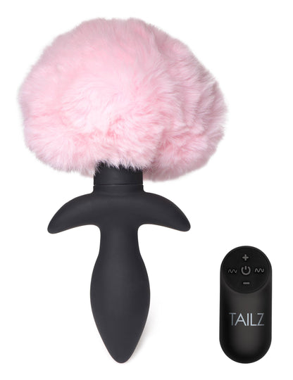 Waggerz Moving and Vibrating Bunny Tail Anal Plug - Pink