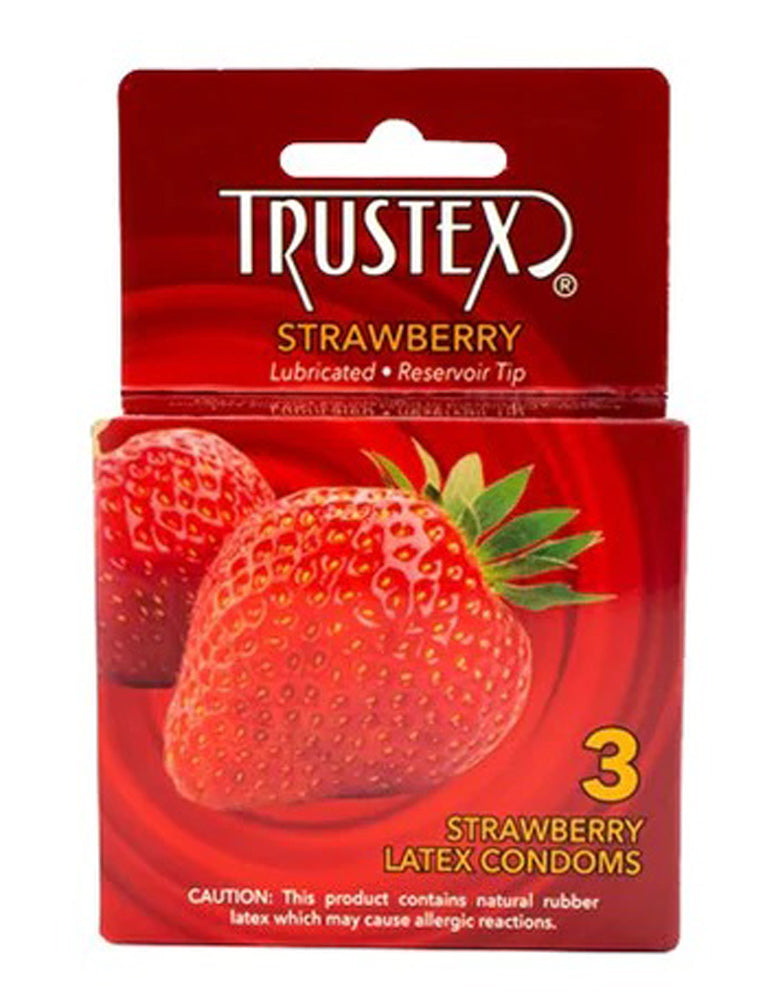 Preservativos lubricados con sabor Trustex - Paquete de 3 - Fresa