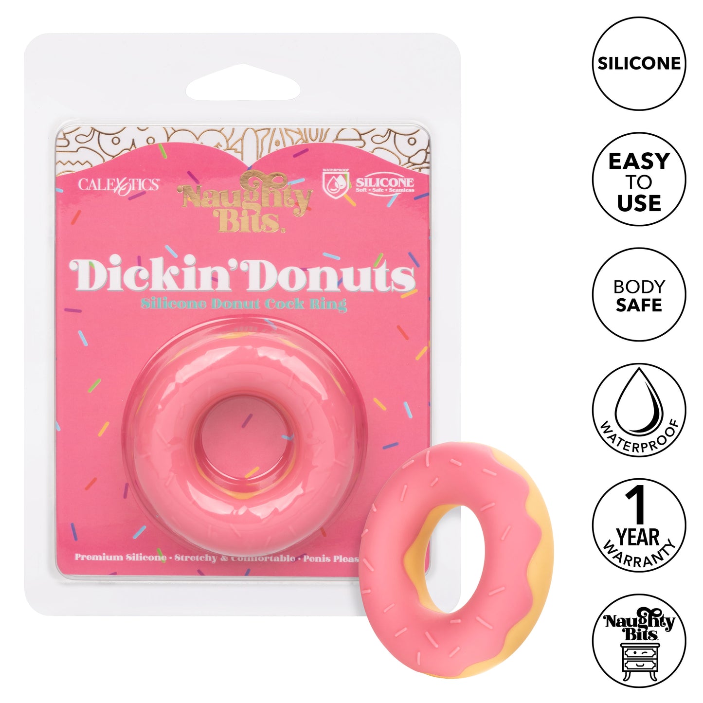 Naughty Bits Dickin’ Donuts Silicone Donut Cock Ring - Pink