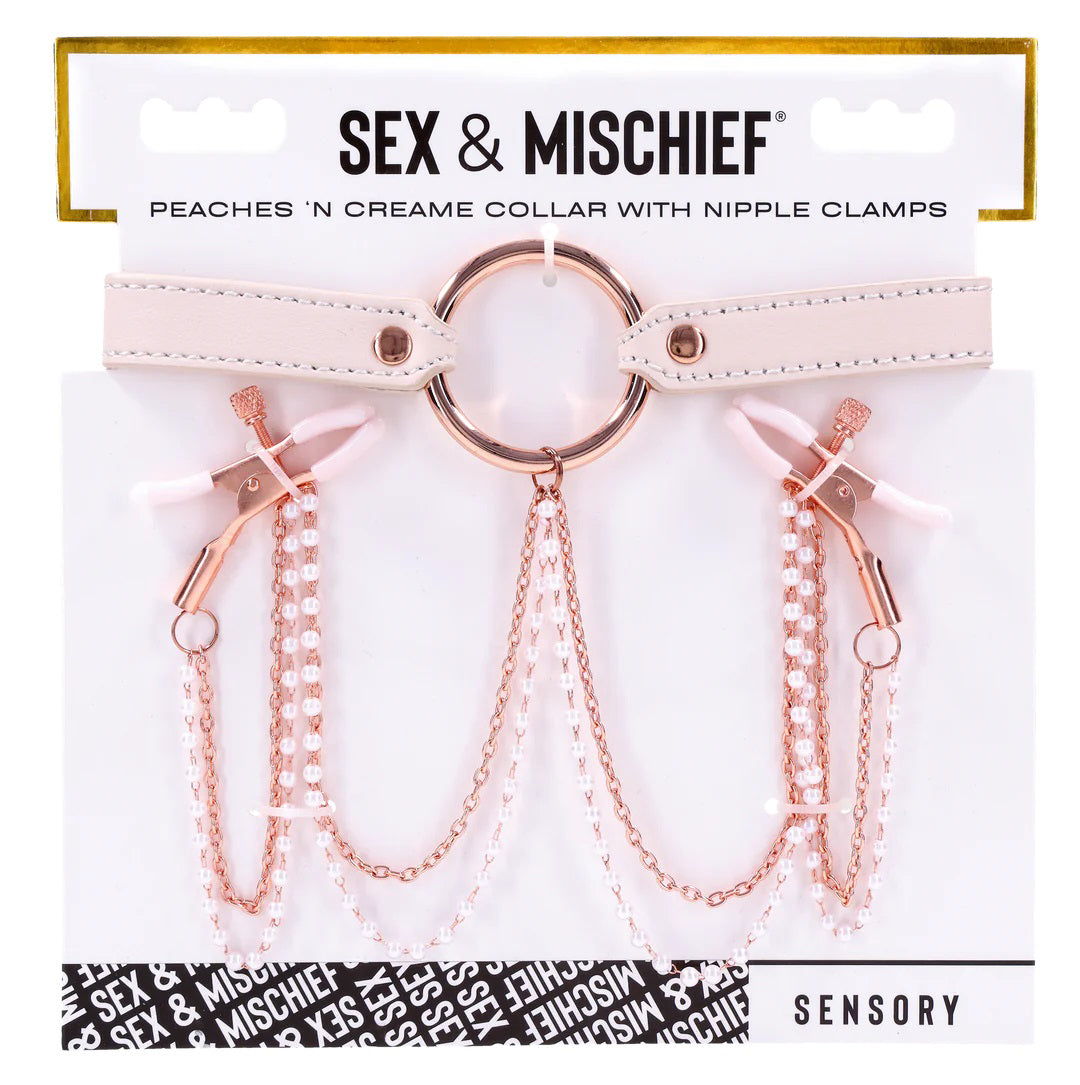 Peaches ‘N Creame Collar With Nipple Clamps - Pink