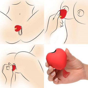 Shegasm 10x Heart Desire Estimulador de clítoris con succión de silicona - Rojo