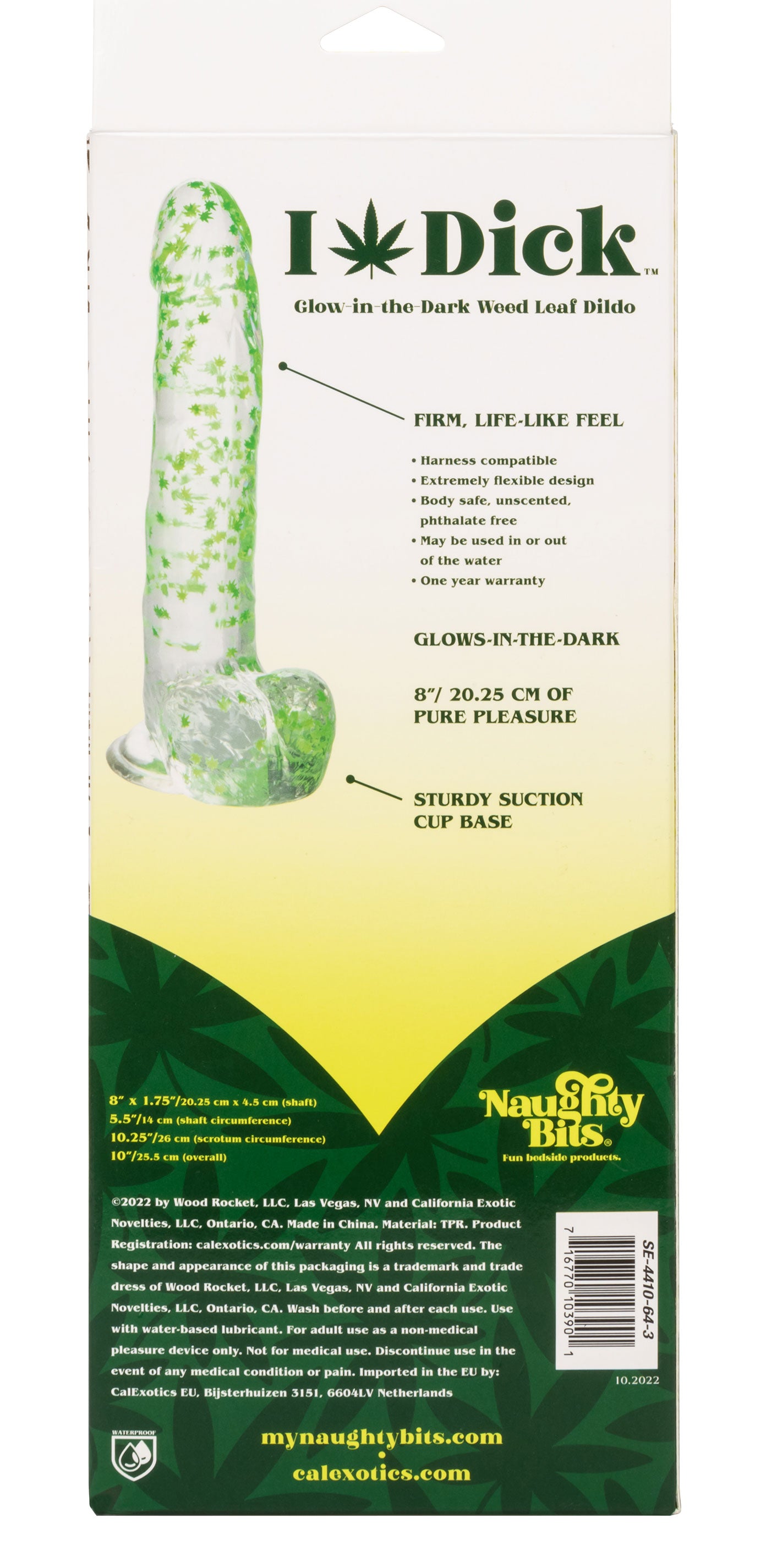 Naughty Bits I Leaf Dick Glow-in-the-Dark Weed Leaf Dildo - Glow in the Dark