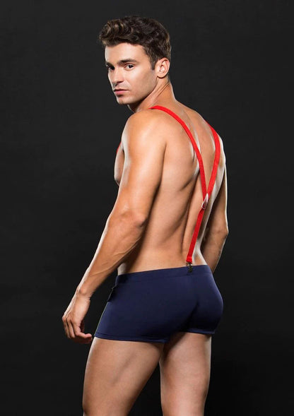 Fireman Bottom With Suspenders 2 Pc Navy Blue/red