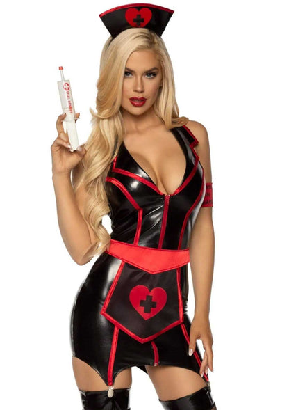 Naughty Nurse Costume  Black/red