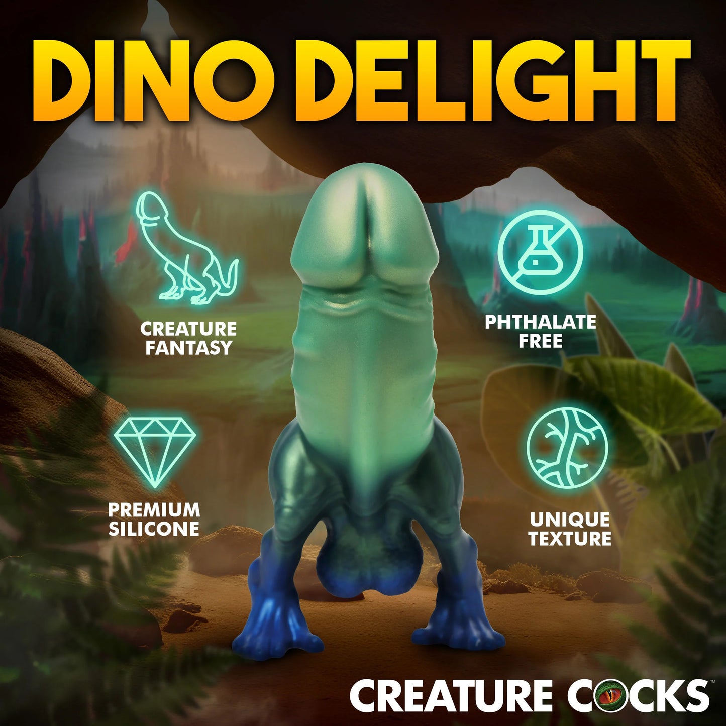 Consolador de silicona Jurassic Cock Dinosaur - Verde/azul