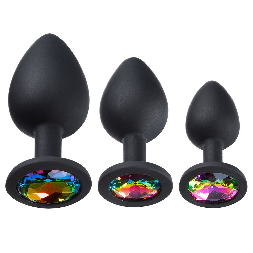 Plug anal de silicona Cloud 9 Novelties Gems - Incluye tamaño pequeño, mediano y grande