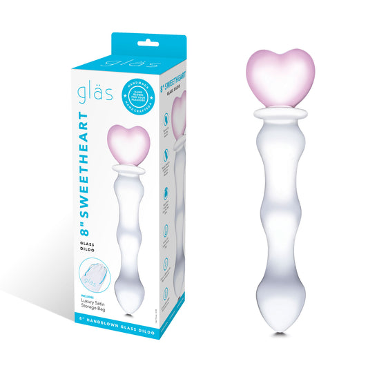 Consolador de vidrio Sweetheart de 8 pulgadas - Rosa/transparente