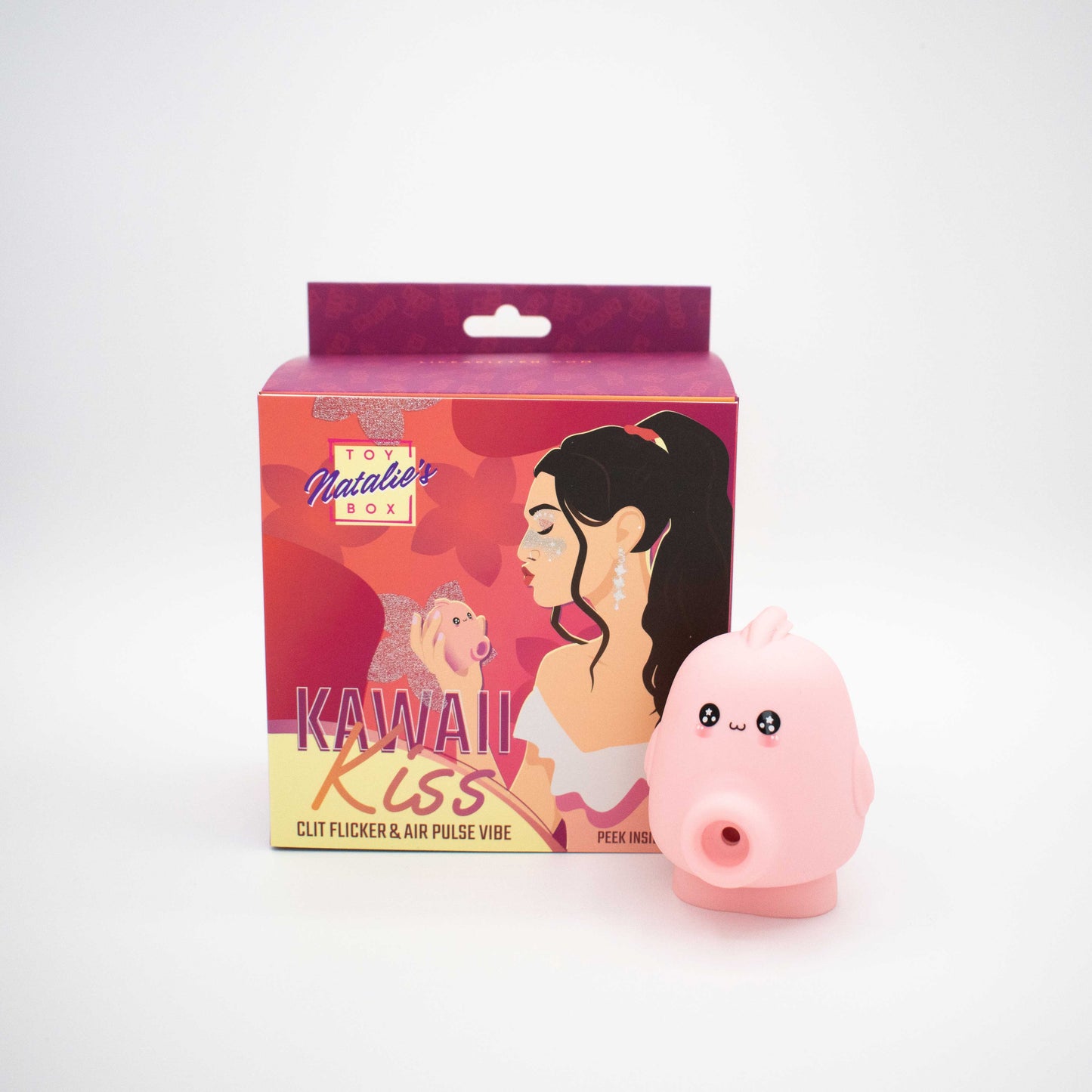 Estimulador de pulso de aire y parpadeo de clítoris Kawaii Kiss - Rosa